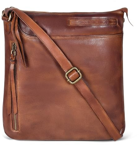 Leather Crossbody Bags for Women - Ladies Sling Handbags - Medium Cross body Purses Handbags - Purses For Women (Light Cognac)
