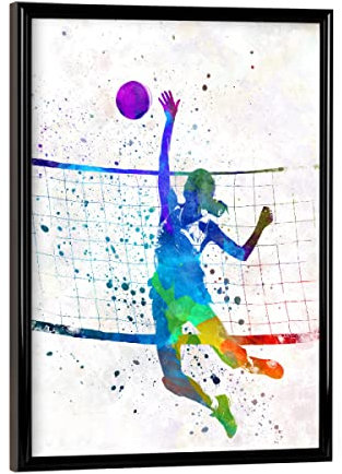artboxONE Poster mit schwarzem Rahmen 18x13 cm Sport Watercolor Volleyball Player-i - Bild Sport Color Game
