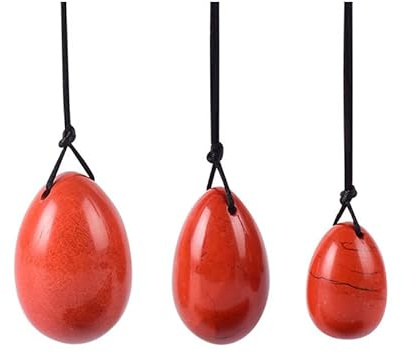 Natural Jade Yoni Egg Set Women Kegel Exerciser Vaginal Muscles Tightening Ball Crystal Rose Quartz Ben Wa Ball,Red Jasper