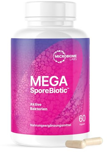 Microbiome Labs MegaSporeBiotic Spores Only - Spore Based Probiotic Daily Supplement to Boost Akkermansia, 4 Bacillus Strains for Gut Health Support for Men & Women, Vegan Probiotics (60 Capsules)