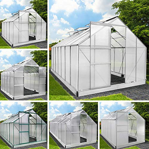 BRAST Gewächshaus Aluminium mit Fundament | 42 Modelle | 130x190x195cm - 490x250x235cm | TÜV geprüft | 6mm Hohlkammerplatten | rostfrei wetterfest temperaturbeständig | 250x250x205cm Grau