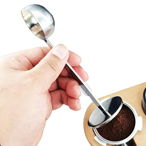 Pratvider Cuillère à expresso avec tamper – Cuillère doseuse à café en acier inoxydable – Support de cuillère multifonction pour mesurer et tamponner