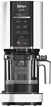 Ninja CREAMi Ice Cream Maker, 7 One-Touch Programs, with (2) Pint Containers & Lids, Compact Size, White (NC301WHBBB)