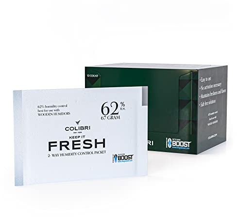 Colibri Fresh 2-Wege-Feuchteausgleich-Pads - 12er Pack à 67g zur Lagerung von Kräutern, Instrumenten & mehr - balanciert auf 62% relativen Luftfeuchtigkeit - Natriumfrei - Integra BOOST Technologie