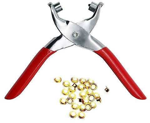 DOITOOL Lochzange Für Gürtel Lederlocherwerkzeug Mit Ösenstanze Robustes Metallgehäuse Ergonomischer Griff Inklusive Ösen