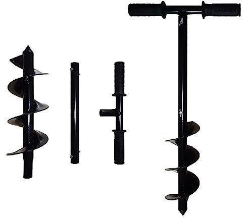 Earth Auger Drill Bit with Handle DIY Tools Handheld Manual Digger Post Hole Drill Bit Spiral Garden Ground Auger,10 * 60cm