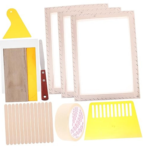 COHEALI 1 Satz Siebdruck-kit Professioneller Siebdruckrahmen Siebdruck-starter-kit Siebdruckfarbe Werkzeugkasten Für Den Siebdruck Diy-kits Tintenstrahl Bilderrahmen Aus Holz Kind Hölzern