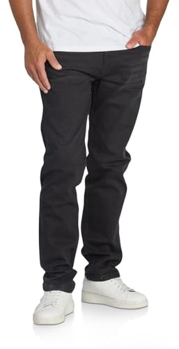DENIMFY Jeans herr stretch rak passform DFMiro jeansbyxor bomull denim blå svart grå 30 31 32 33 34 36 38 40, Svart denim (B122), 38W / 32L