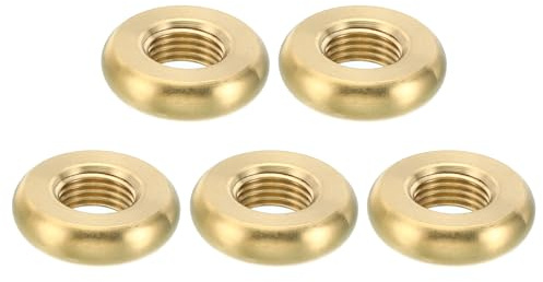 PATIKIL M10x1 Rund Sicherungsmutter 5 Pack Massive Messing Kante Flache Mutter Dünne Schraube Sicherungsmutter für Möbel Lampe Licht 20.5mmx6mm