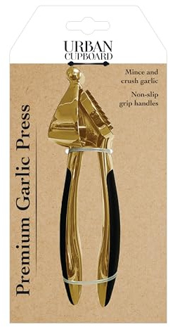 Urban Cupboard Premium Garlic Press, Mince and Crush Cloves, Built-in Cleaner, Comfortable Handle, Dishwasher Safe, Gold