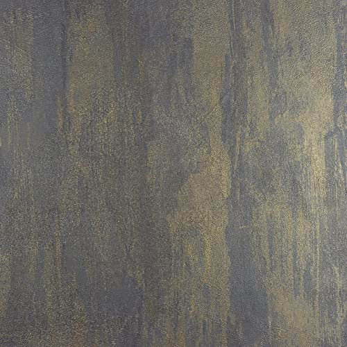 VEELIKE Klebefolie Betonoptik Blau Gold Vintage Wandtapete Industrial Beton Tapeten Optik Möbelfolie Selbstklebend Tapete Wohnzimmer Fototapete Betonoptik Küchentapete Wand Abwaschbar 40cm×300cm