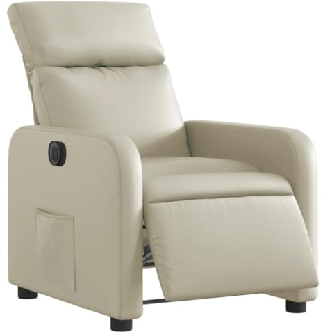 vidaXL Elektrisk reclinerfåtölj gräddvit konstläder, fåtölj, fåtölj med uppresningshjälp, reclinerstol, fåtöljer, fåtöljer med uppresningshjälp