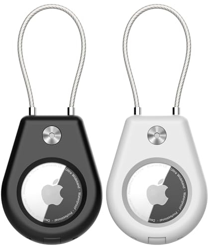 SkyArmor för AirTag nyckelring (1 st/2:a generationen) med trådkabel, 2-pack AirTag hållare för nyckelring, nycklar, bagage, ryggsäck, robust skyddsfodral för AirTag-hänge