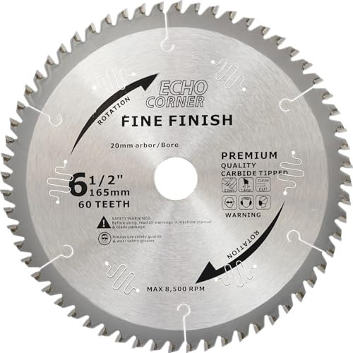 Echo Corner Lame de scie de 165 mm, Finition fine Bois coupé fin, Contreplaqué, Plastique, Placage, Stratifié, Alésage 20 mm, Anneau de 16 mm