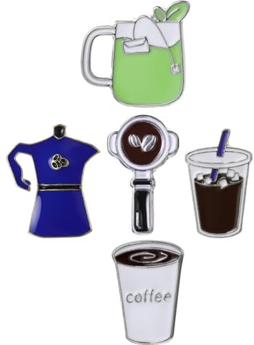 COLLBATH 5stücke Kaffee Tassen Brosche Kreative Kleidungsbrosche Rucksacknadel Hutnadel Cartoon Brosche Decorative Anstecknadel Damen