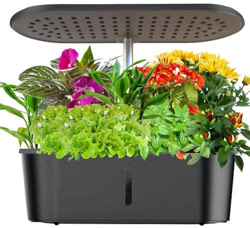 Fesjoy Lampada per Piante per Piante da Interno Modalità Frutta/Verdura Touchscreen 24W Spettro Completo 104 LED Lampada per Coltivazione da Tavolo con Pompa dell'Acqua 2080lm Capacità del Serbatoio