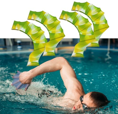 UNIQOCK 2 Pair Silicone Swimming Gloves Swim Flippers Gear Fins Hand Webbed Palm Finger Frog Type Webbed Aquatic Training Water Resistance Fitness Paddle Aerobics Snorkeling for Men Women