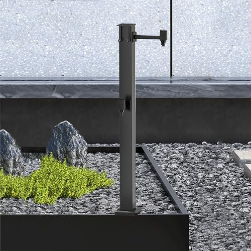 Fontanella da Giardino Esterno, Scarico Doppio Rubinetto, Colonna D'acqua da Giardino con Rubinetto, Porta Tubo da Giardino, Rubinetto per Montaggio a Pavimento, Rubinetto per Acqua Antigelo(96cm(38in