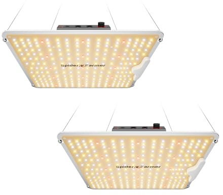 Spider Farmer SF1000 2 Stück Grow Lampe Dimmbar Vollspektrum 60x120cm Zelt | Neueste Generation 200W Pflanzenlampe & Grow Light mit 2.5 System-PPE & hocheffizienten Dioden für Sämlinge, Gemüse & Blüte