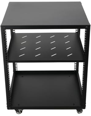 CDZHLTG 12U Open Frame Server Rack, 19in Network Rack with Wheels, 4-Post Mobile Rolling Rack for Computer/AV/Data/IT Equipment, Open Frame Rack for Servers & AV Gear