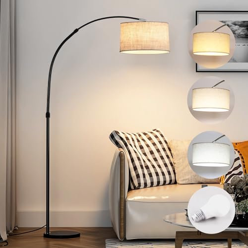 Chryssplex Lampadaire sur pied salon, 3 températures de couleur, équipé d'une ampoule E27 de 12W, avec une courbe élégante lampe sur pied de salon, idéal pour la chambre, la lecture, le bureau
