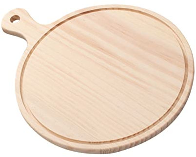 PRETYZOOM Wooden Pizza Trays Round Plate Snack Plate Handle Decorative Food Tray Sturdy