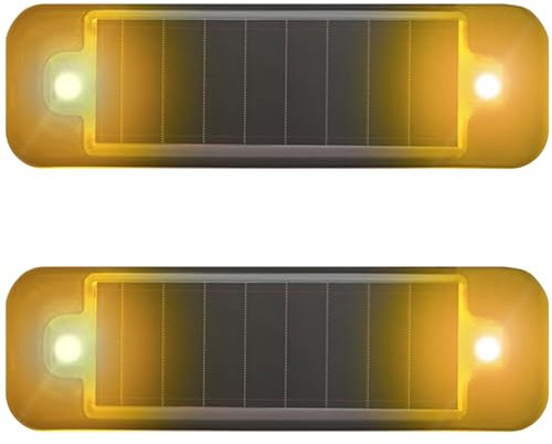 DINOWIN Solar Simulierter Autoalarm Auto simulierter Dummy Alarm LED Licht alarmanlage attrappe Blinklampe für Auto Motorrad Blinklichter (Gelb)