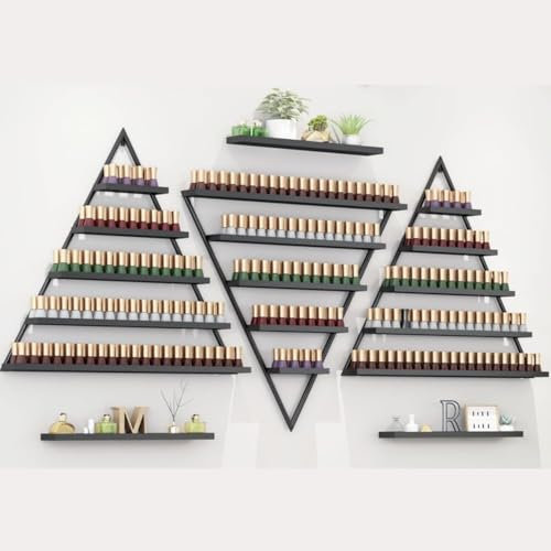 BESTXH Schwarz, Wand Montiertes Nagellackregal, Set Mit 6 Dreieckigen Nagellackregalen, Regal FüR Lippenstift, ParfüM Und Kosmetik, Organizer FüR äTherische öLe, FüR Home Spa