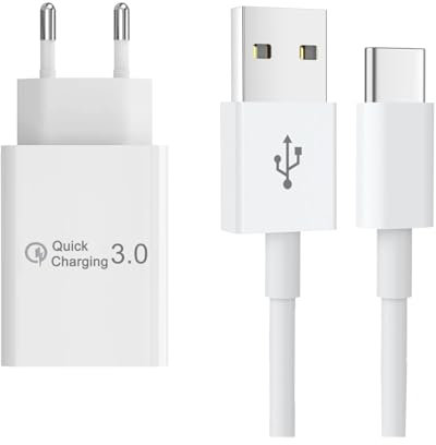 JZK Chargeur Rapide USB C 18 W pour Xiaomi, Chargeur Mural QC 3.0, câble de Charge Rapide de Type C, Adaptateur de Voyage, Prise d'alimentation pour Smartphone pour Redmi Mi Note 12 11 10 9 8 11T﻿