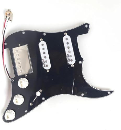 SSH Prewired Loaded Strat Pickguard with Alnico 5 Humbucker Pickups, Guitar Pick Guard for Fender Stratocaster Guitar
