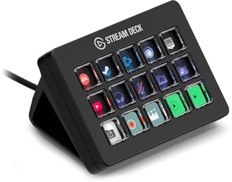 Elgato Stream Deck Scissor Keys Workflow Controller | Tactile, responsive macro keys, Monitor CPU, GPU, ping, FPS, LED-lit icons, Regular plugin updates, Windows and macOS