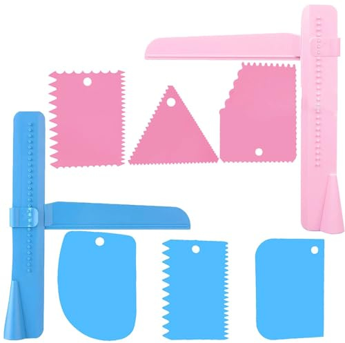 2Pcs Adjustable Cake Smoother Polishers, 6pcs Different Cake Buttercream Scrapers, Icing Smoother Fondant Cream Edge Smoothing Decorating Tools for Cake Cream Baking Bread Cake Cream and Pizza