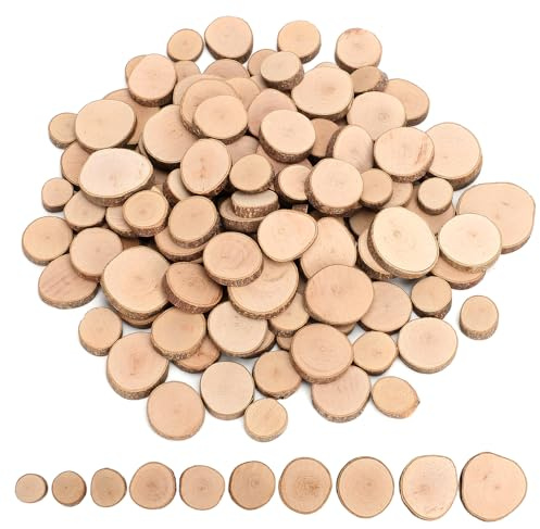Wood Slices Set, 120 Pcs Small Wooden Discs for Crafts, 2-3cm/1-2cm Wooden Circles ，Smooth and Burr-Free,Wood Slices for Craft and Arts,Natural