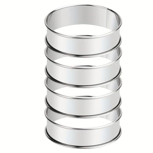 4 Stück Edelstahl Dessertringe, 10CM/4 Zoll Runde Muffinringe | Muffinringe, Backformen für Tarteletts, Quiches & Mini-Kuchen, Tortenring, Für Heimbacken & Profis
