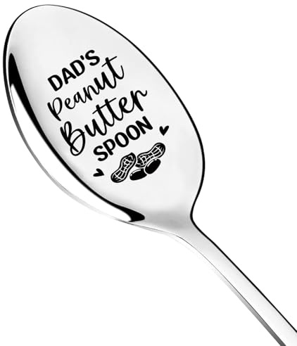 JCHCAMRY Dad'sPeanut Butter Spoon Engraved Stainless Steel Spoo,Peanut Butter Lovers Long Handle Coffee spoon for Men Dad PaPa Grandpa Father's Day Birthdays Christmas Thanksgiving Day Gifts