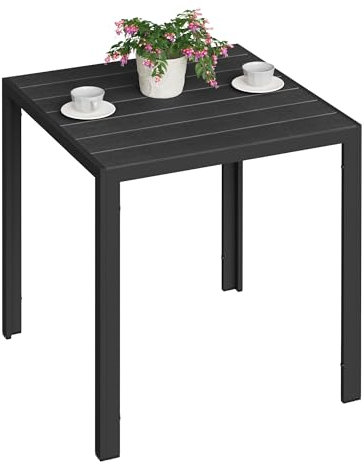 WOLTU Gartentisch, Balkontisch Aluminium WPC, Tisch eckig für 4-6 Personen, Esstisch Outdoor, Terassentisch, 70x74x70 cm, Schwarz