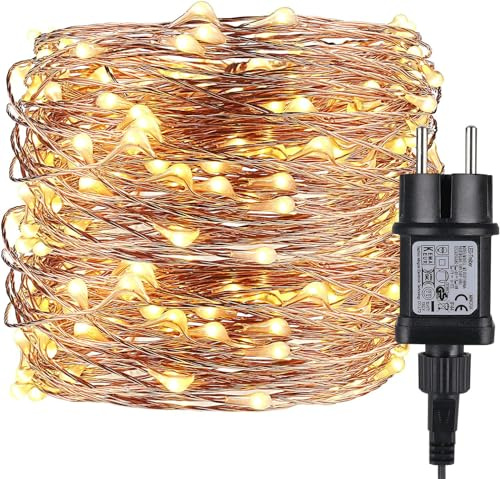 ALED LIGHT LED-Lichterkette, 32 m, 320 LEDs, wasserdicht, IP65, 24V, Warmweiß, Kupferdraht, für Innen- und Außenbeleuchtung für Schlafzimmer, Haus, Garten, Weihnachten, Geburtstag, Hochzeit