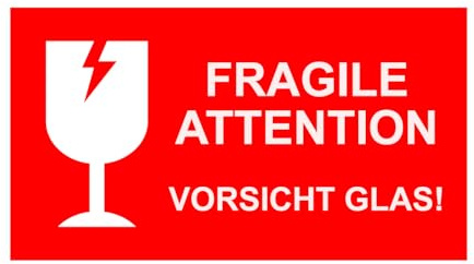 Haobase 50 Aufkleber Etikett Versandaufkleber Fragile Attetion Vorsicht Glas