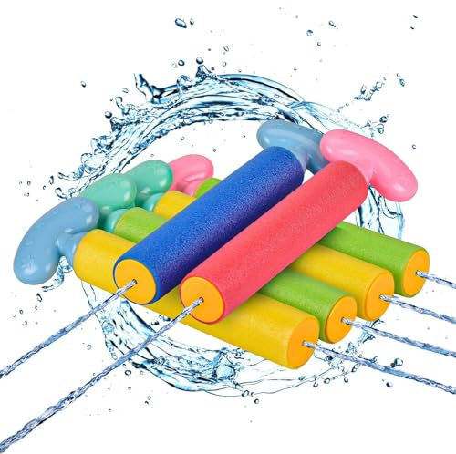 Wasserpistolen-Set, 6 Stück, Schaumstoff-Spritzpistolen in Mehreren Farben
