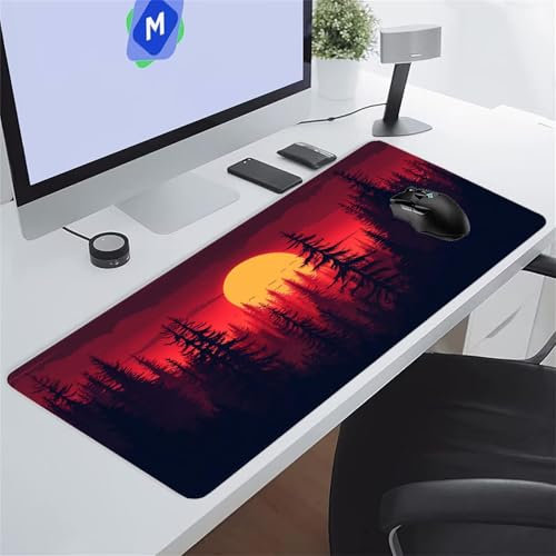 Gaming Mouse Mat Sunset Jungle Large Mouse Pad Washable Laptop Desk Pad, Keyboard Pad Large Size, Improved Precision and Speed for Home Office Gamer 900x300x3 mm