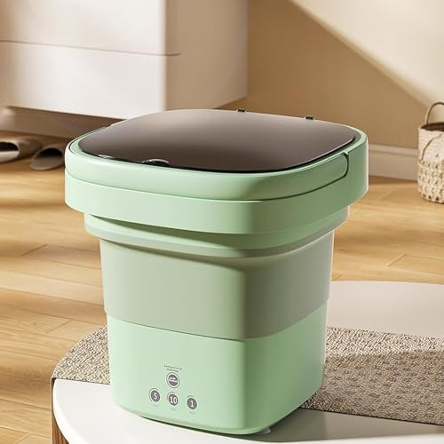 Mini Lavatrice Portatile 8L, Lavatrice Piccola Pieghevole con Centrifuga, per Casa/Viaggio/Campeggio/Dormitorio/Vestiti per Bambini/Calzini/Biancheria Intima(Green)