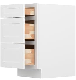 Furinno Shaker Drawer Base Kitchen Cabinet with 3-Drawers, Ready to Assemble, 24 D x 18 W x 34.5 H, White