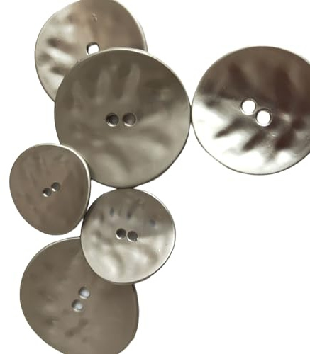 Blausky 10 Stück 30mm flach Metall Knöpfe,Runde Hosenknöpfe Bastelknöpfe 2 Löcher Metallknöpfe Ersatz Knöpfe Vintage Stile Buttons zum Nähen für Kleidungsdekoration DIY Bastelprojekte,Silber