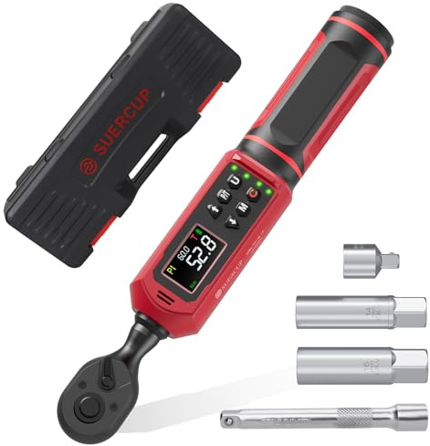 SUERCUP 0.9-60N.m - Llave dinamométrica digital para bicicleta y | ± 1% de precisión, llave dinamométrica digital de 1/4 con vibración, zumbador, notificación LED, para bricolaje y repa del