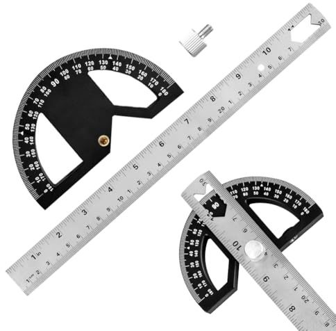 Ángulo de impacto del arco universal con puntal de línea, herramienta de medición profesional Combiángulo de arco con línea de tope multiángulo para marcar y dibujar con precisión