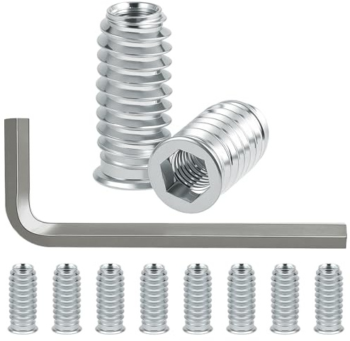 24 Piezas Insertos Roscados M8, M8 x 30 mm Inserto Roscado de Madera, Tuercas de Inserción Galvanizadas, Manguito Atornillado