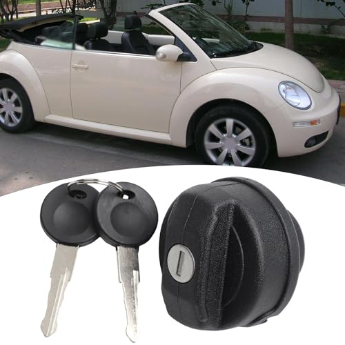 Violiica ABS Tankdeckel mit 2 Schlüsseln für VW Beetle Polo Caddy Einfache Installation Schwarz