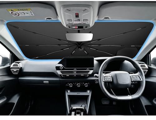 SHAOHAO Pare-Soleil Parapluie pour Citroen C4 / Ë-C4 2022-2026 avec Poignée à Cordon en Nylon Souple, Protection d'Écran Anti-Rayures, Isolation Thermique UV Parasol de Voiture Pliable Accessoires