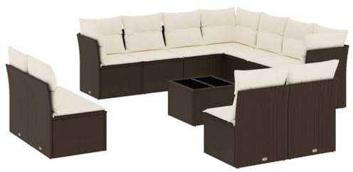 Foknhdi Sala da giardino in rattan, 234 cm, angolo+divano centrale, tavolo, tappezzeria, impermeabile, balcone, terrazza, 12 pezzi