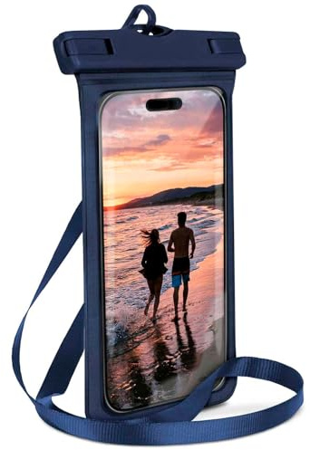 ONEFLOW Borsa da spiaggia per iPhone 16 Pro Max, custodia impermeabile con touch e finestra per fotocamera, custodia subacquea per viaggi e nuoto, con cinturino e cordino da appendere, blu navy